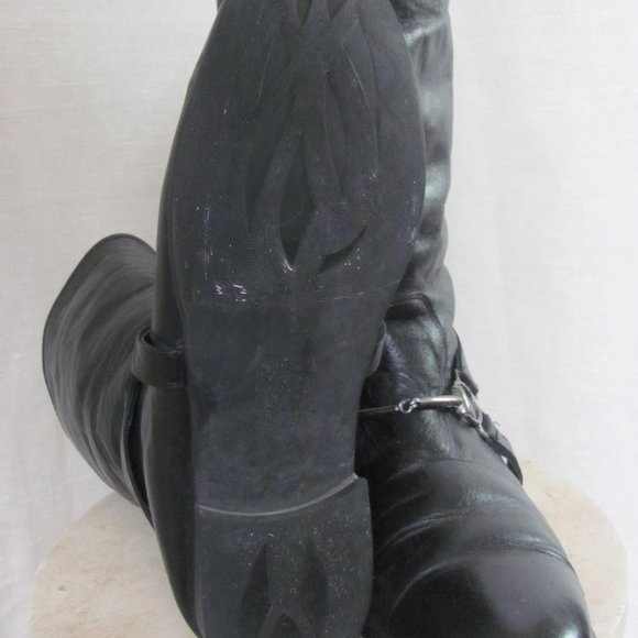 GUCCI Men\'s Black Leather Boots Horsebit Fury Lining Size 9/10 EU42 ITALY